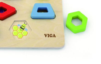 VIGA, Dřevěná vkládačka - čísla a tvary