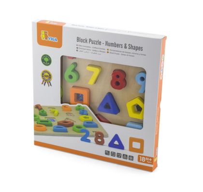 VIGA, Dřevěná vkládačka - čísla a tvary