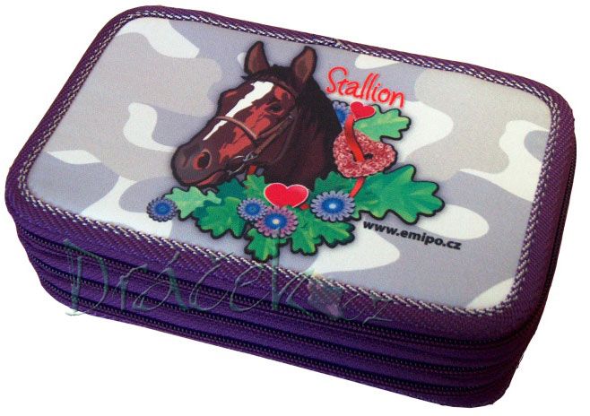 Neplněné školní pouzdro EMIPO třípatrové 02 Exkluziv Stallion