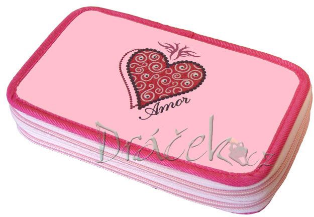 Plněné školní pouzdro EMIPO dvoupatrové 01 Deluxe Amor růžová