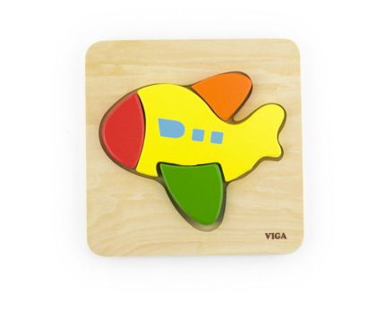 VIGA, Dřevěné puzzle pro nejmenší - letadlo