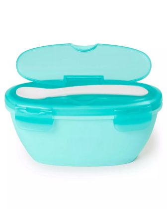Skip Hop, Miska s lžičkou v ochranném pouzdře Easy Serve Teal 240ml