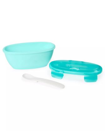 Skip Hop, Miska s lžičkou v ochranném pouzdře Easy Serve Teal 240ml