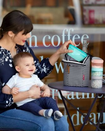 Skip Hop, Miska s lžičkou v ochranném pouzdře Easy Serve Teal 240ml