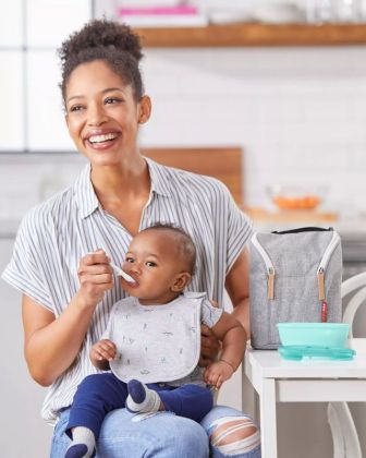 Skip Hop, Miska s lžičkou v ochranném pouzdře Easy Serve Teal 240ml