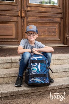 BAAGL Školní batoh Skate Struktury modrý