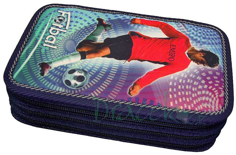 Neplněné školní pouzdro EMIPO třípatrové 01 Elegant Fotbal
