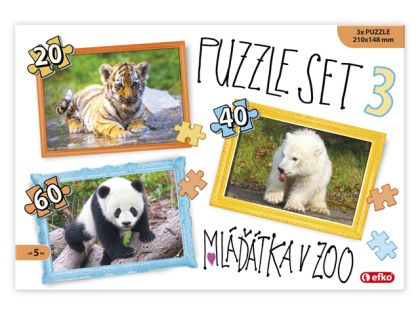 Efko Puzzle SET 3 MLÁĎÁTKA V ZOO 20,40,60 dílků (A5)