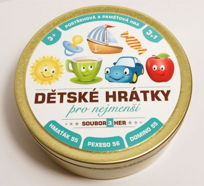 Dětské hrátky pro nejmenší 3v1 společenská hra v plechové krabičce