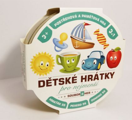 Dětské hrátky pro nejmenší 3v1 společenská hra v plechové krabičce