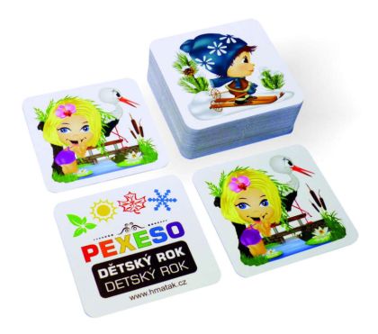 Pexeso Dětský rok voděodolné 64 karet v plechové krabičce 6x6x4cm Hmaťák