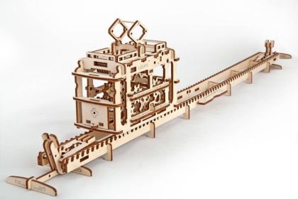Ugears 3D dřevěné mechanické puzzle Kaninová lanovka s tratí