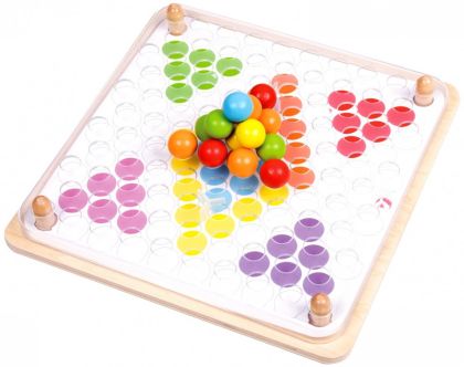 Mozaika kuličková 63ks dřevo s předlohami, 23x23x4cm