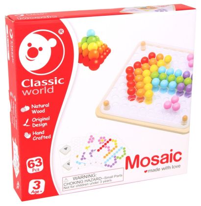 Mozaika kuličková 63ks dřevo s předlohami, 23x23x4cm