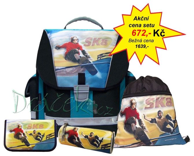 Čtyřdílný batohový školní set EMIPO SK8