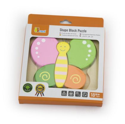 VIGA, Dřevěné puzzle pro nejmenší - motýl