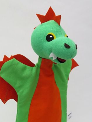 Drak oranž. 28cm, maňásek