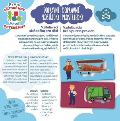 Trefl Dopravní prostředky vzdělávací společenská hra pro nejmenší v krabici 20x20x5cm