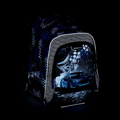 BAGMASTER, Školní batoh LUMI 23 D - Modré auto