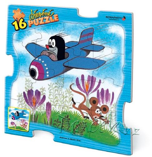 Puzzle 16 dřevěné Krteček - letadlo