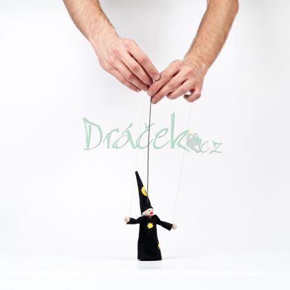 Loutka - čaroděj Vilém s vodícímí šňůrkami