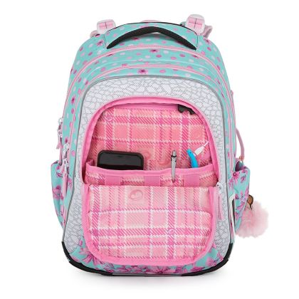 BAGMASTER, Školní batoh LUMI 23 A růžovomodrá - Srnka a koloušek