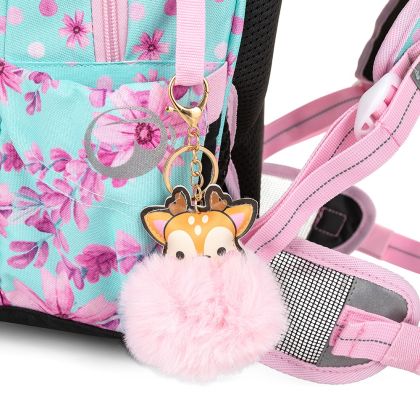 BAGMASTER, Školní batoh LUMI 23 A růžovomodrá - Srnka a koloušek