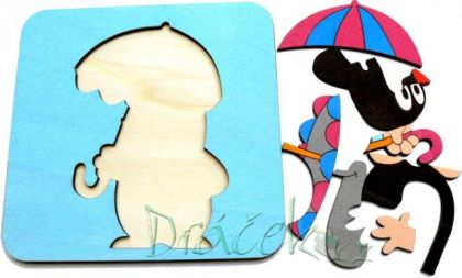 Skládací obrázek PUZZLE Krtek s deštníkem - 7 dílků