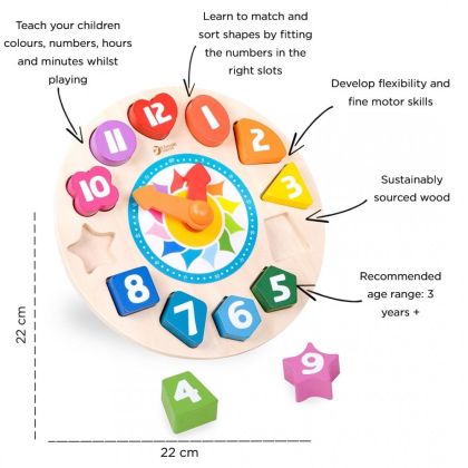 Vkládačka Hodiny dřevo 15ks