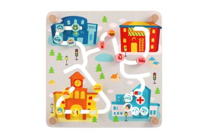 Vkládačka - edukační labyrint Město - Recyklace 2v1 dřevěný