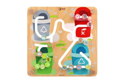 Vkládačka - edukační labyrint Město - Recyklace 2v1 dřevěný