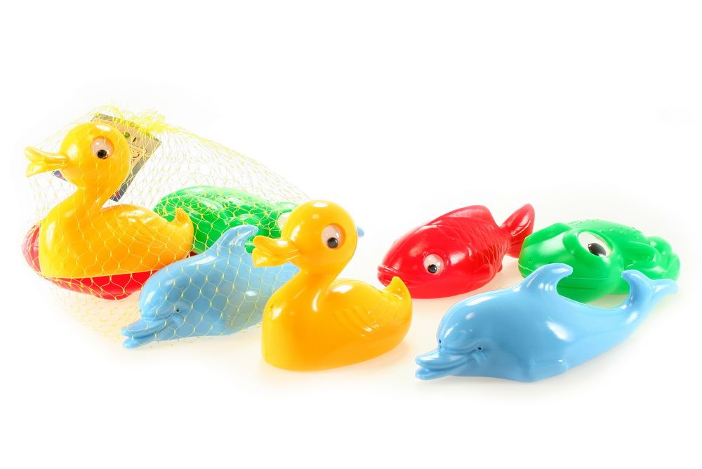 Plavací sada zvířátka do vany plast 4ks v síťce