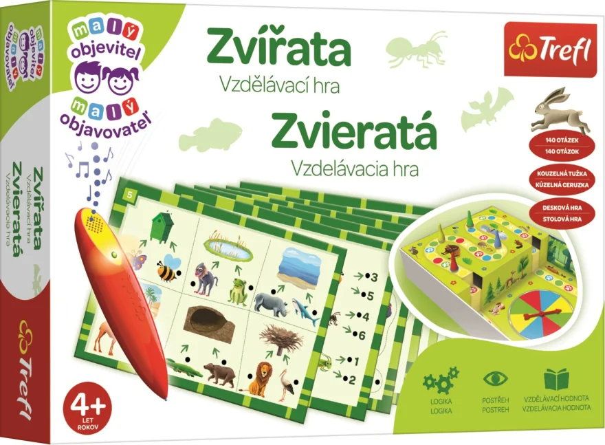 Malý objevitel Zvířata + kouzelná tužka edukační společenská hra