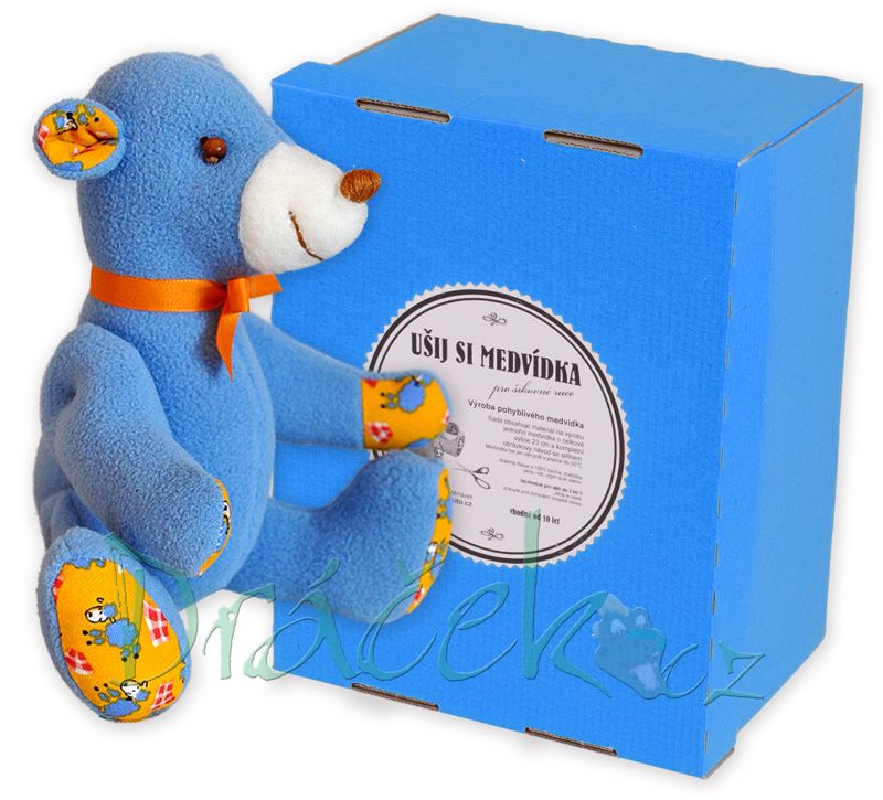 Ušij si medvídka - modrý v hranaté krabici