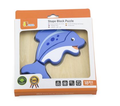 VIGA, Dřevěné puzzle pro nejmenší - delfín