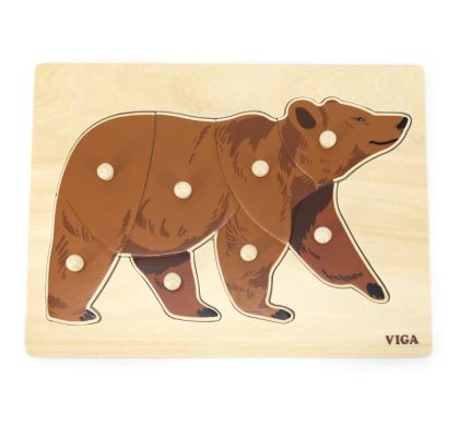 VIGA, Dřevěná montessori vkládačka - medvěd