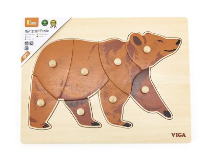 VIGA, Dřevěná montessori vkládačka - medvěd