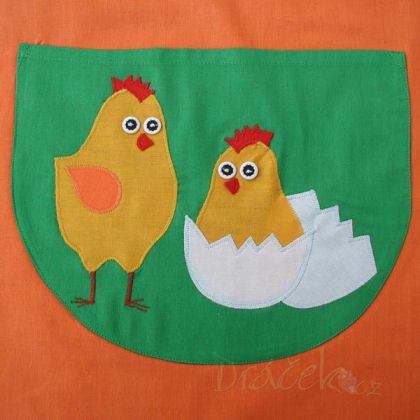 Zástěrka Kuřátka oranžová velká