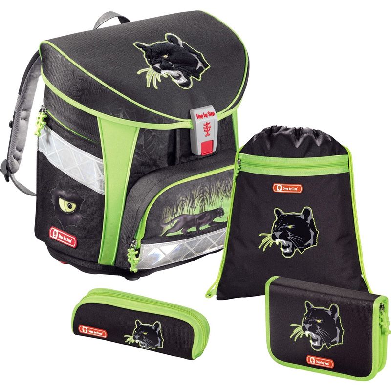 Školní aktovka Hama Step by Step LIGHT - 4-dílný set, Černý panter, certifikát AGR