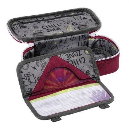 Studentský penál CoocaZoo PencilDenzel, Mixed Melange Bold Berry