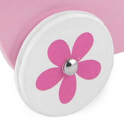 VIGA, Dřevěný kočárek pro panenky růžový