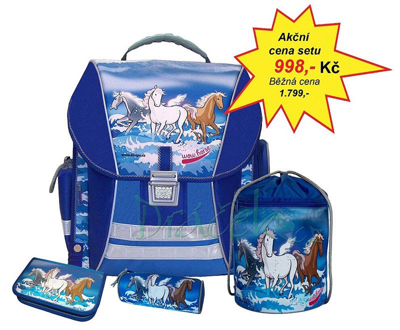 Čtyřdílný školní batohový set Emipo Horses