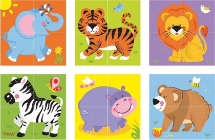 VIGA, Dřevěné kostky 4 ks - divočina