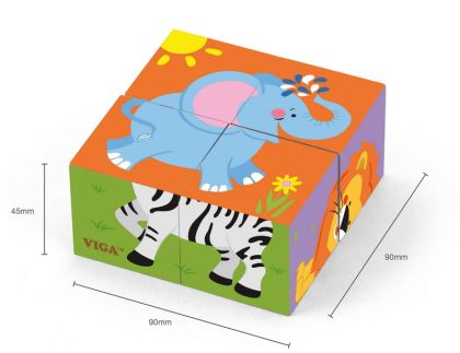 VIGA, Dřevěné kostky 4 ks - divočina