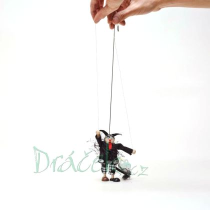 Loutka - čert Bruno s vodícímí šňůrkami