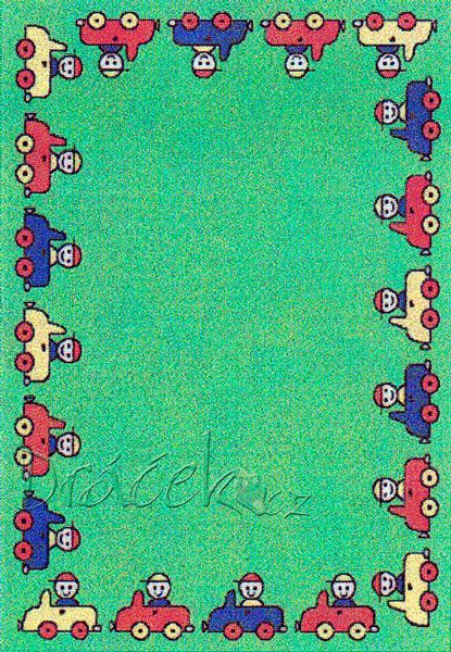 Dětský koberec Auta zelený  115x160