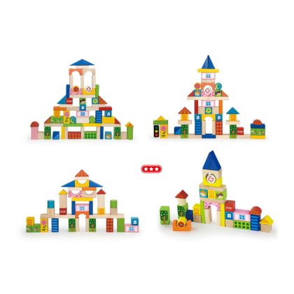 VIGA, Dřevěná stavebnice 75 kostek - město