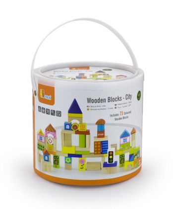 VIGA, Dřevěná stavebnice 75 kostek - město