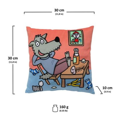 Polštář 30x30 cm, vlk Šedivák, doma