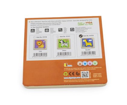 VIGA, Dřevěné puzzle 4 dílky - žirafa